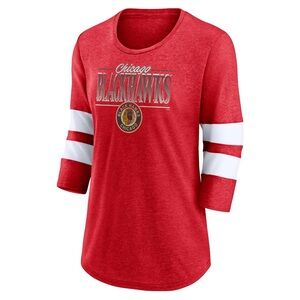 NWT Women’s Chicago Blackhawks Fanatics 3/4 Sleeve Top~Large~Heathered Red~$44